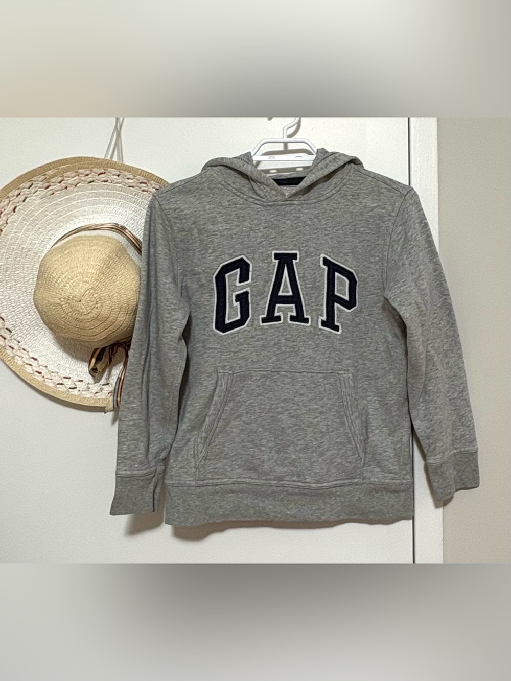 GAP Kids Heather Gray Hoodie with Navy Lettering